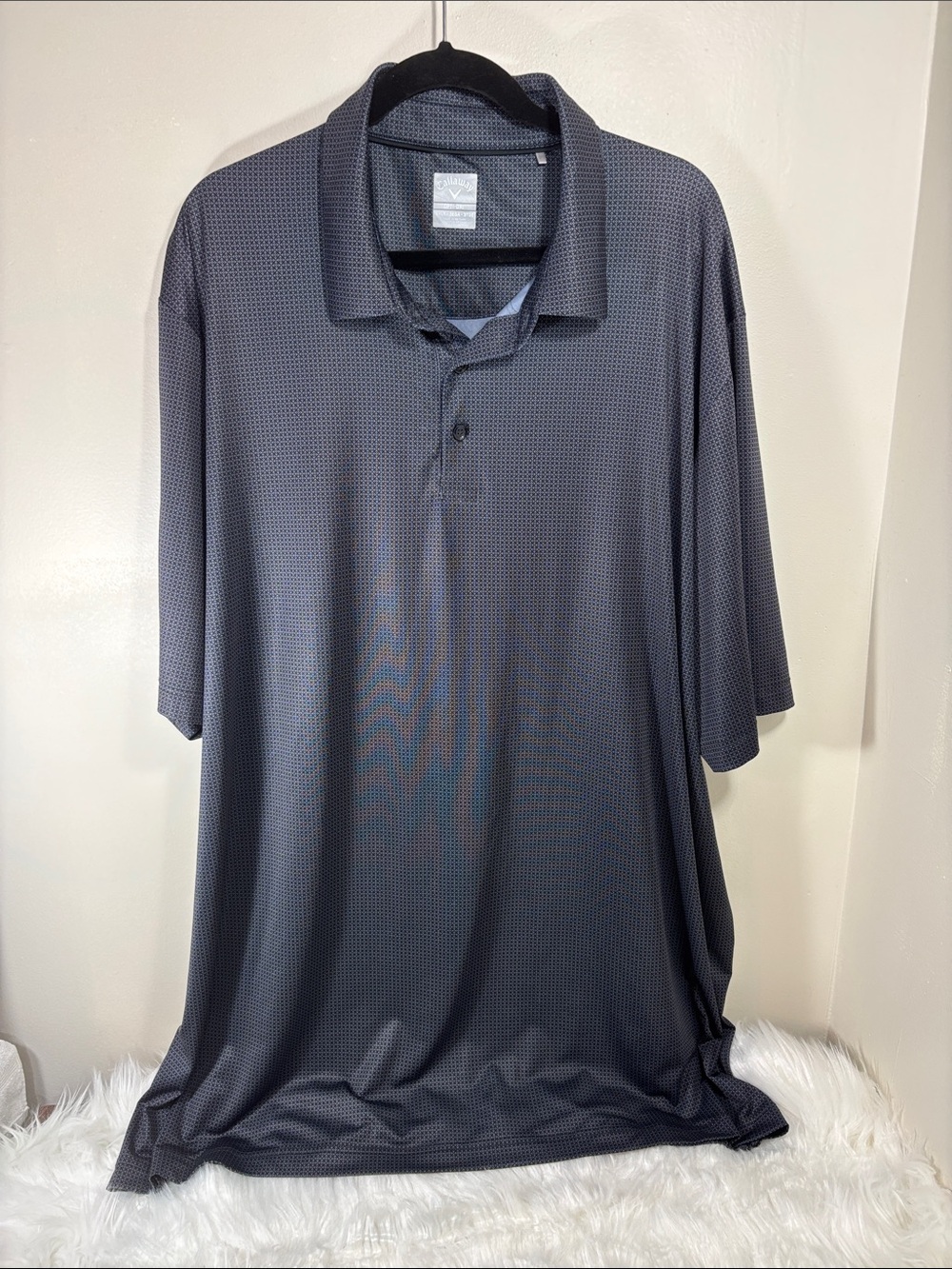 Callaway Men's Black/Dark Gray Micro-Pattern Golf Polo